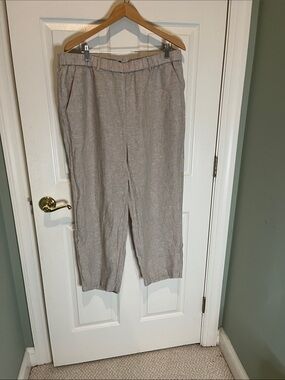 Quince Neutral Taupe Linen-Blend Pull-On Pants
